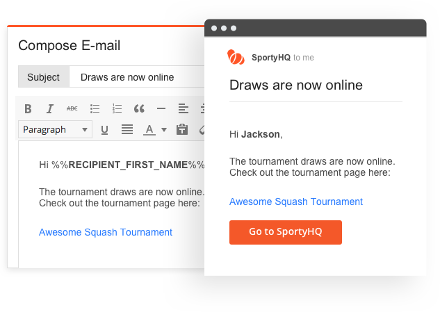 sportyHQ Personalize your messages
